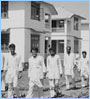 Vedic Pandits walking on their campus in India