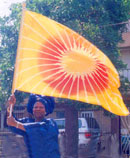 Princess waving flag