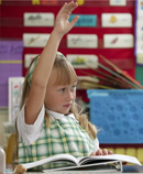 girl's hand up