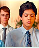 two boys meditating