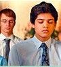 two boys meditating