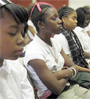 students meditating